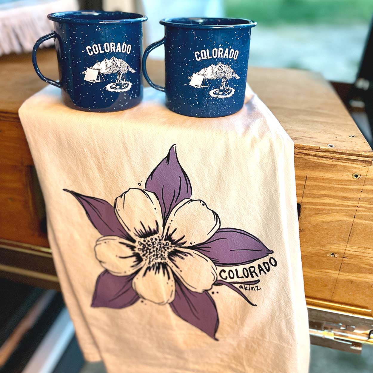 Colorado Columbine Tea Towel