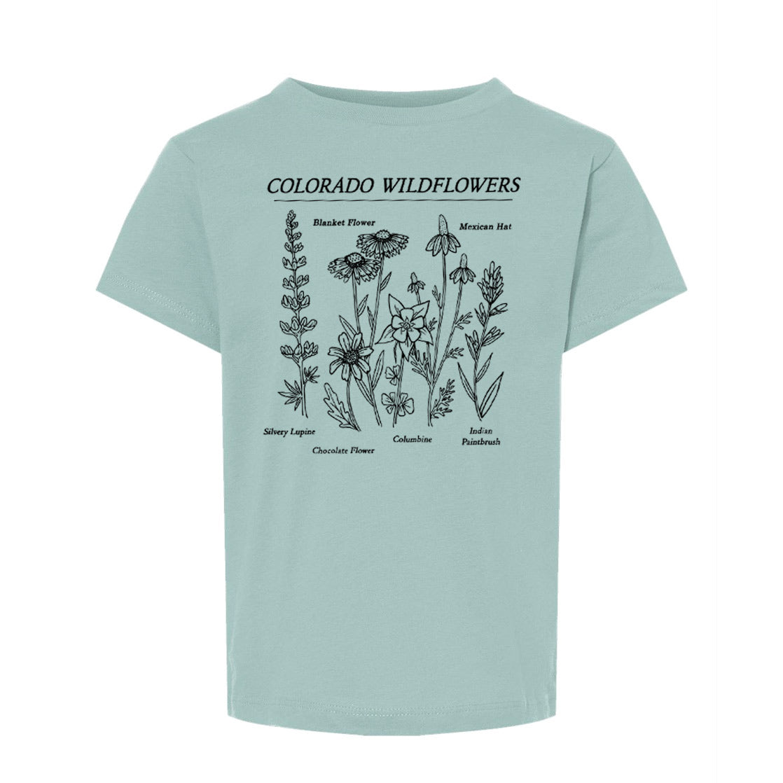 Colorado Wildflowers Kids Tee - Dusty Blue