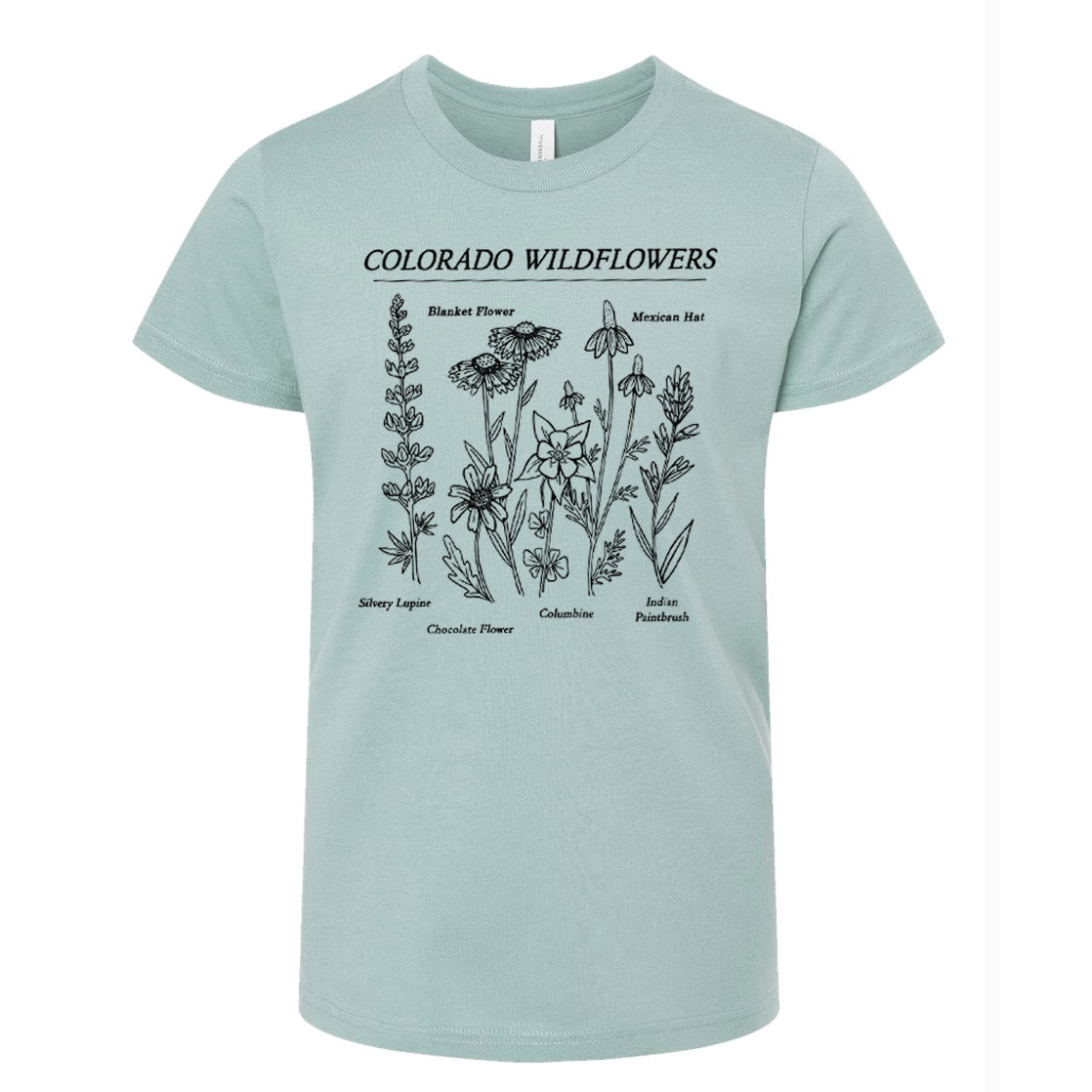 Colorado Wildflowers Kids Tee - Dusty Blue