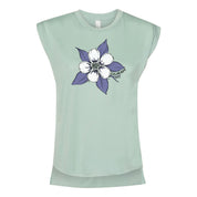 Colorado Columbine Dusty Blue Rolled Sleeve Top