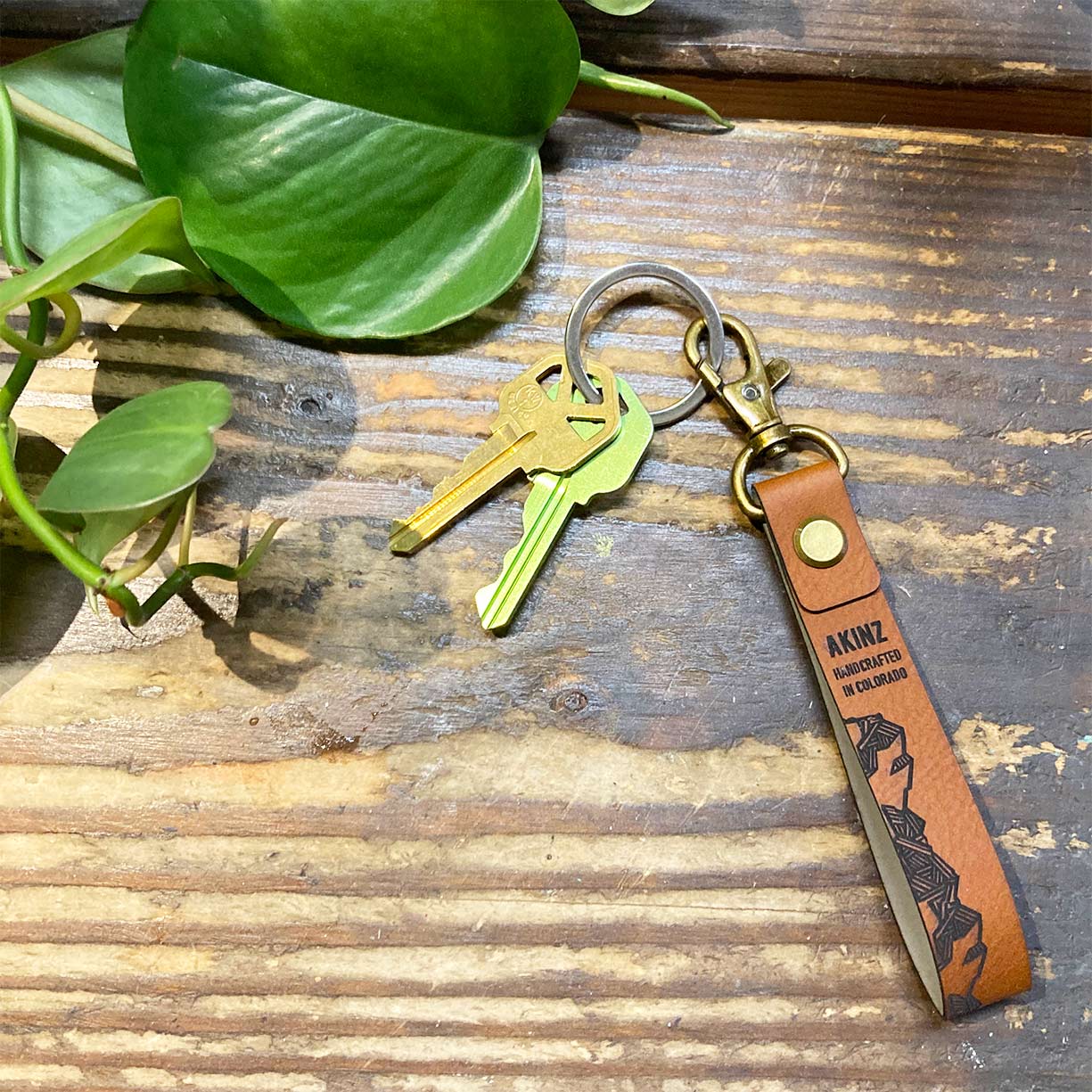 Mountain Faux Leather Keychain