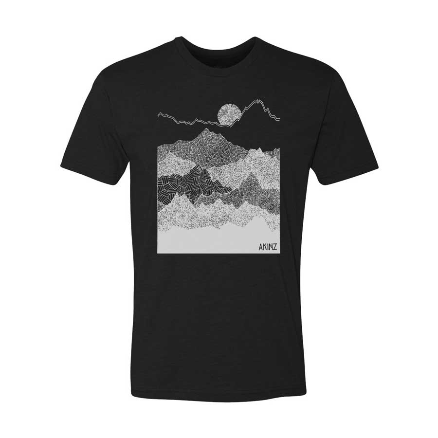 Highest Mountain 2011 Tシャツ ブラック M Ascend Mountains Tee - Black Mountain T-Shirt | Hand-Printed in