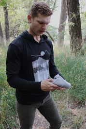 lightweight long sleeve shirt with white mountain tee print