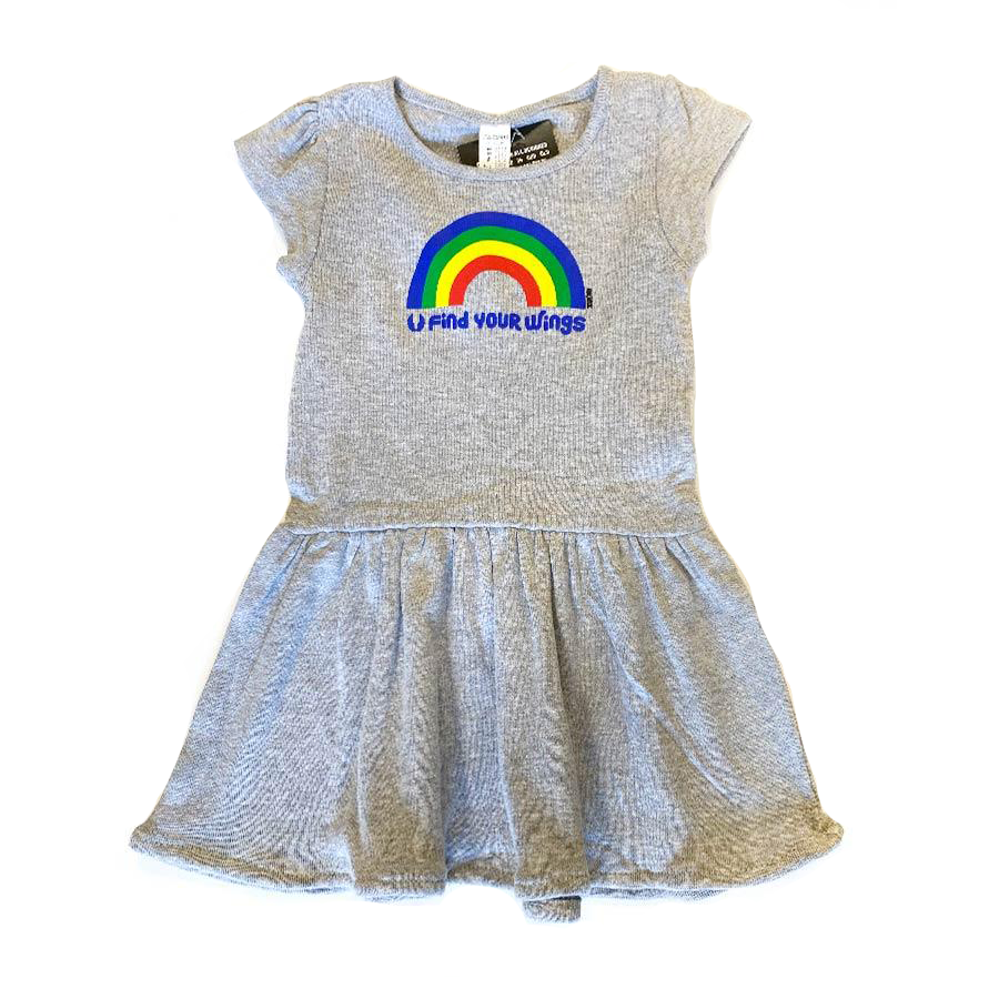 Find Your Wings Rainbow Baby Dress 12 Months / Light Gray