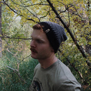 black grey mens beanie with brim