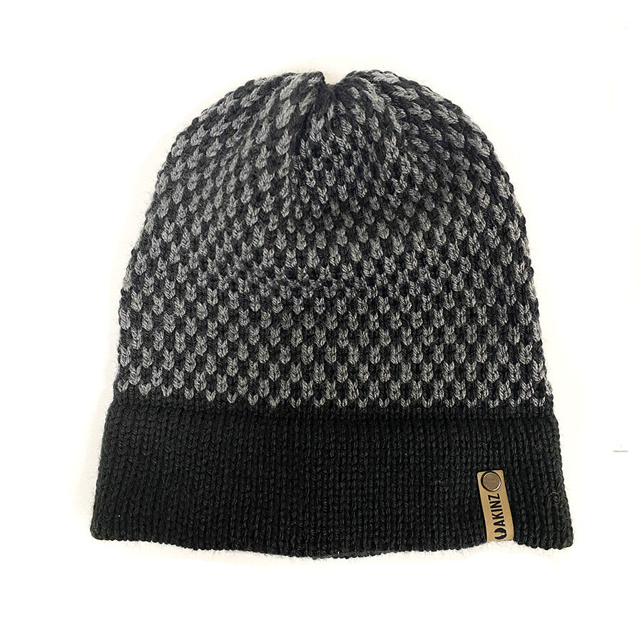 black grey flat mens beanie with brim