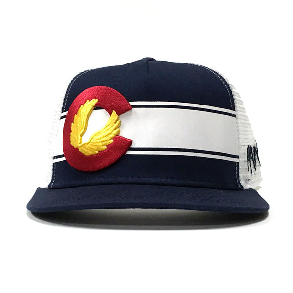 navy blue colorado flag hat curved brim hat