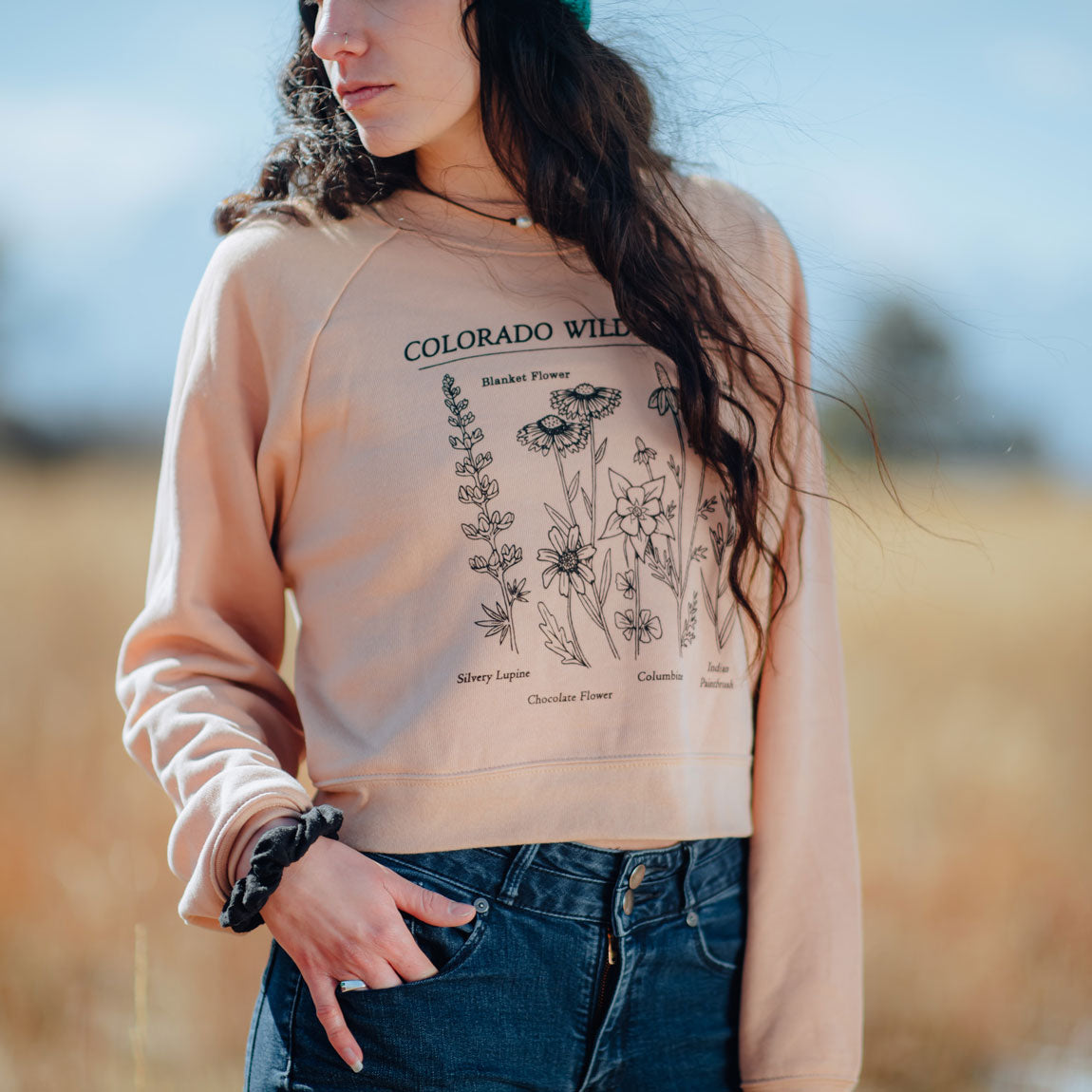 Colorado Wildflowers Cropped Sweatshirt