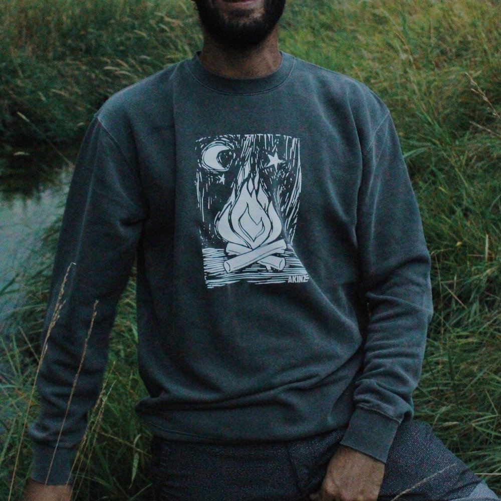 grey campfire unisex crewneck sweatshirt