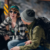 man wearing grey Jackson trio beanie