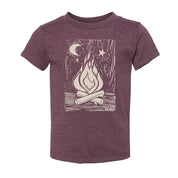 kids maroon campfire camping shirt