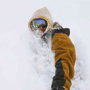 snowboarder wearing hooded cowl