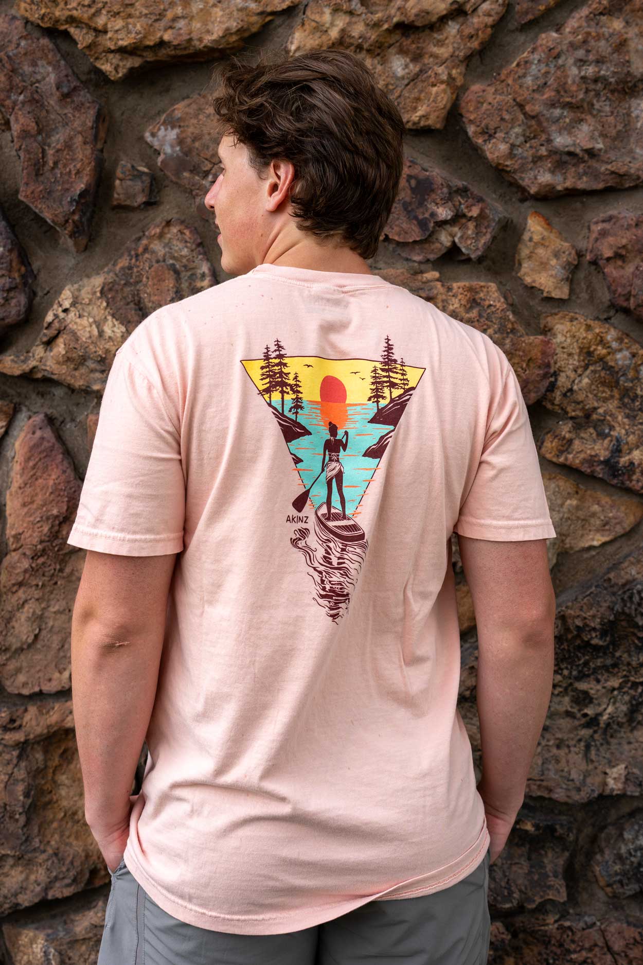 Golden Hour Paddle Board Tee - Peach