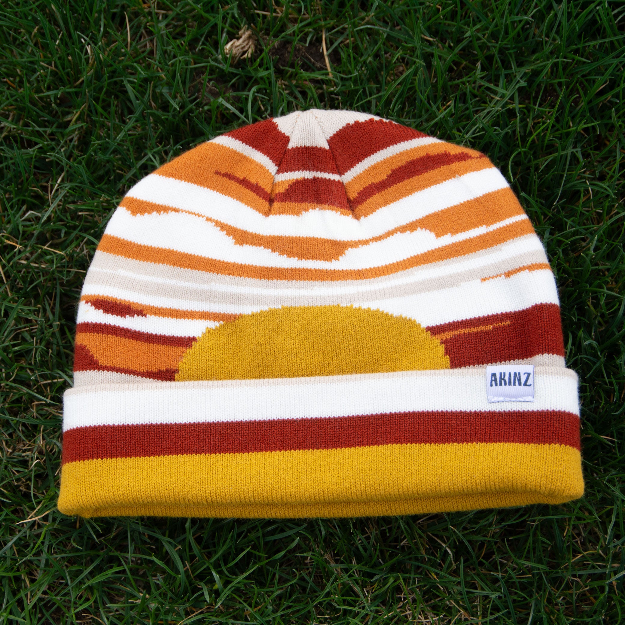 Horizon Beanie - Colorful Sunset Beanie | Handmade in Colorado | Akinz