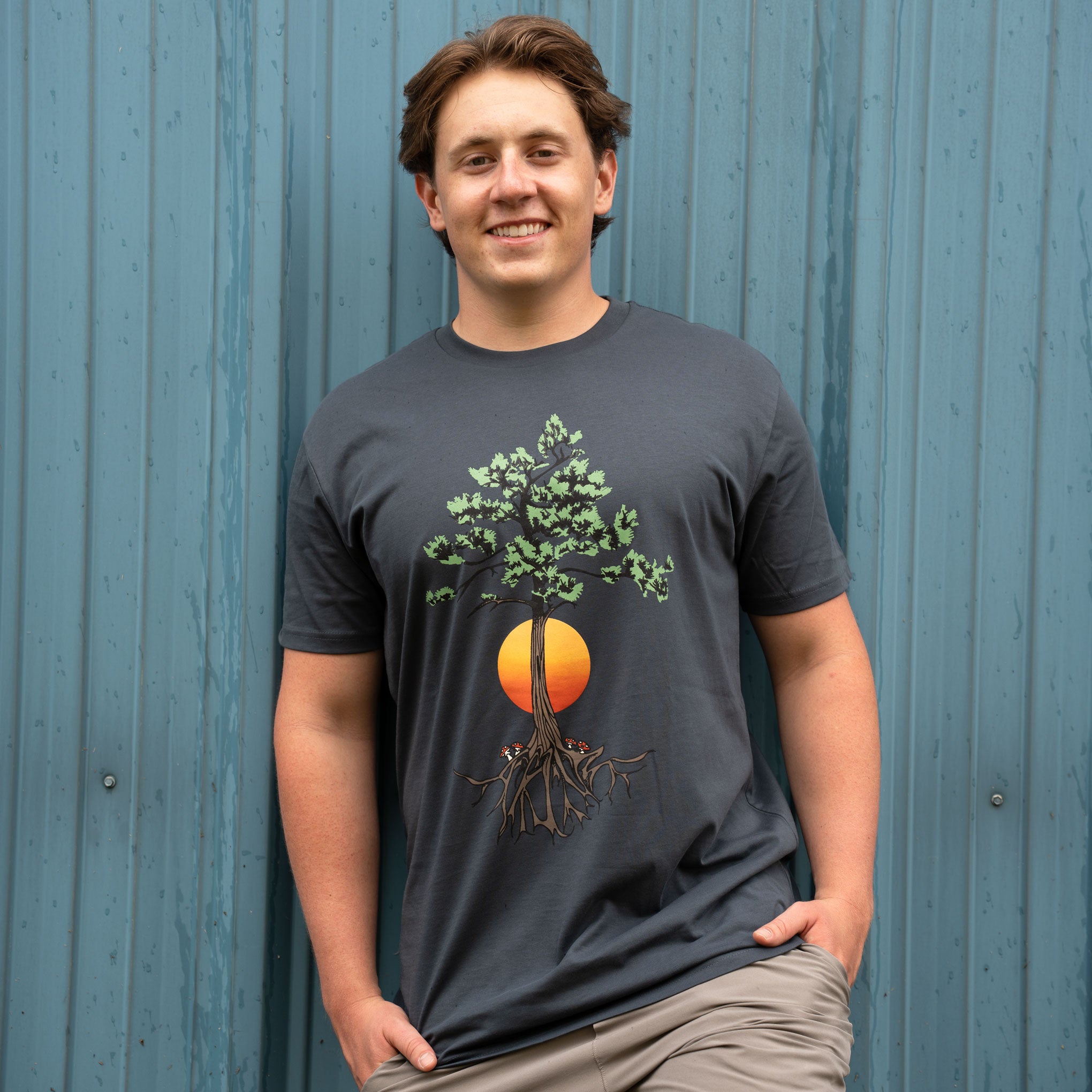 Roots Tree Tee - Petrol Blue