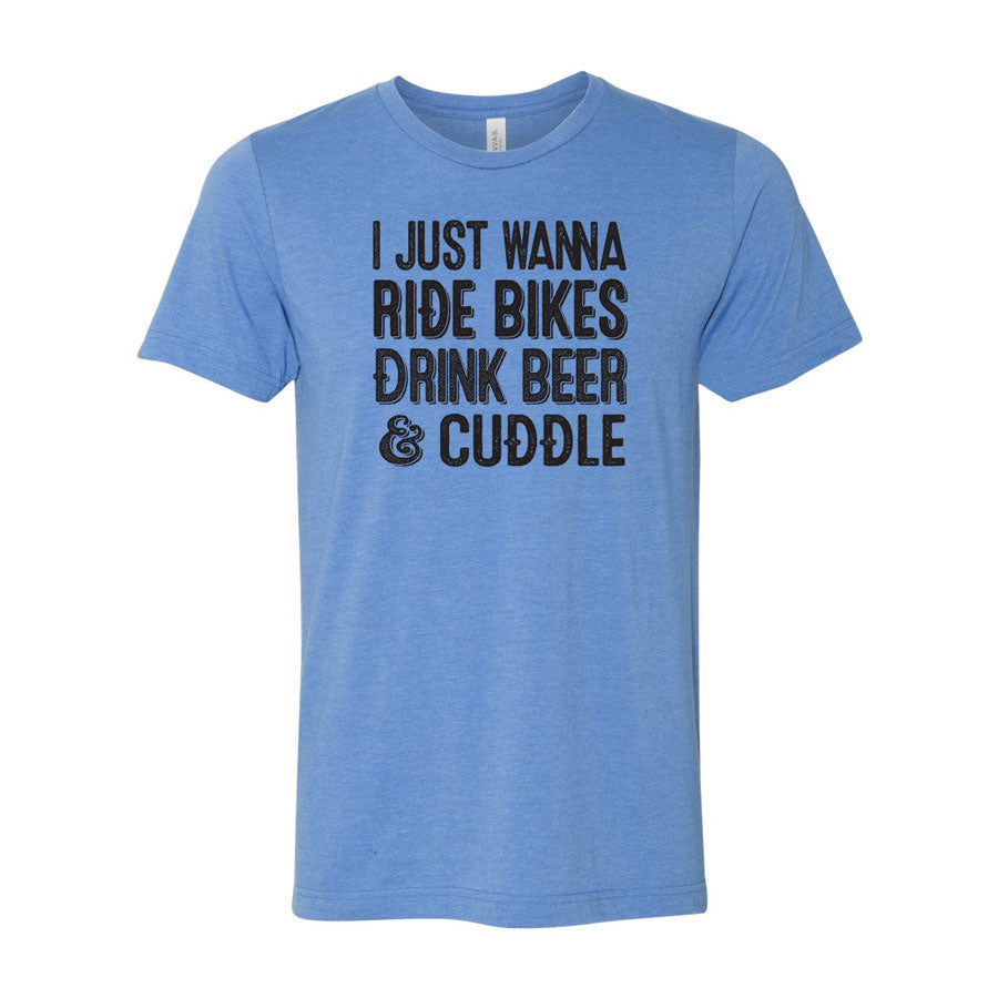 I Just Wanna Ride Bikes Tee - Blue