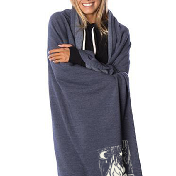 woman wrapped in campfire fleece blanket