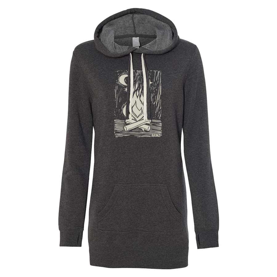grey campfire fleece sweatshirt hoodie dress