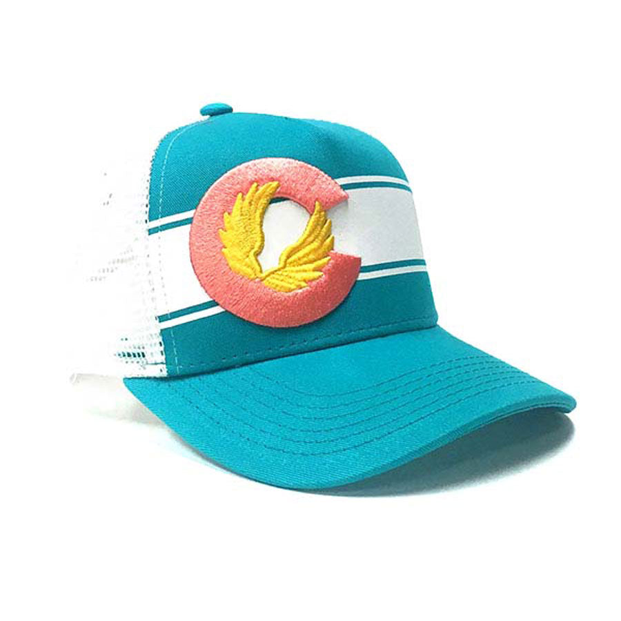 teal colorado flag hat curved brim hat