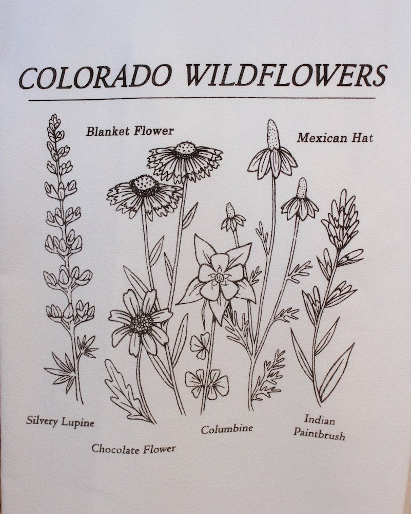 colorado wildflowers tea towel closeup