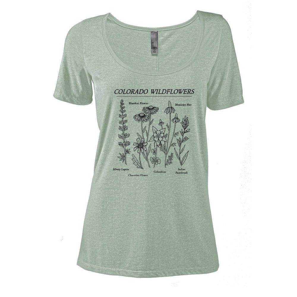 colorado wildflowers sage scoop neck top